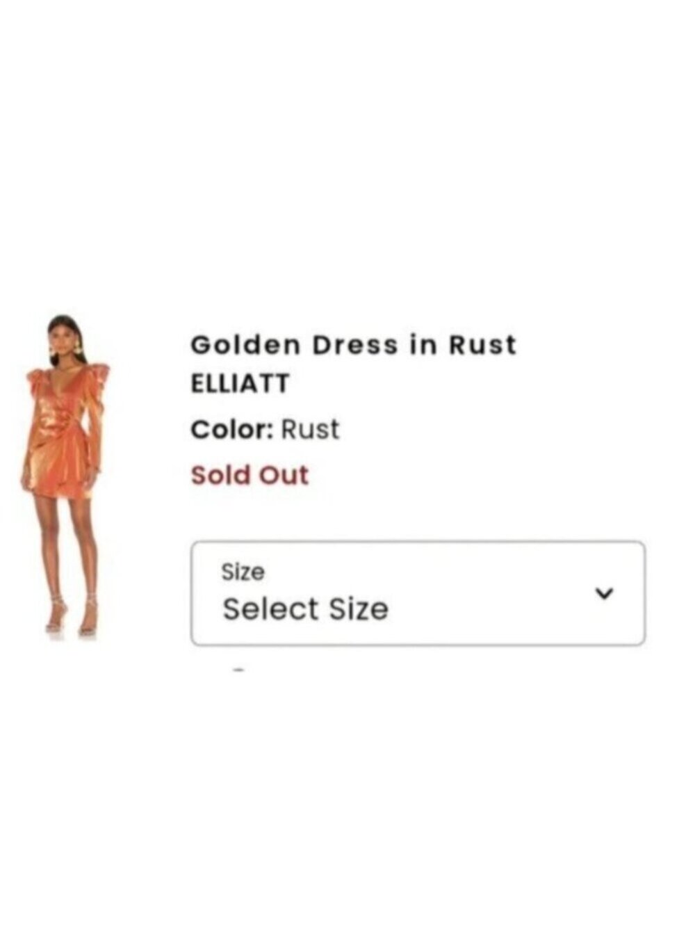 Elliatt Metallic Copper Gold Puff Shoulder Long Sleeve Wrap Mini Dress - Picture 13 of 15